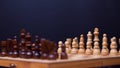 A game of chess, the beginning of a chess game two sides opposite each other. Royalty Free Stock Photo