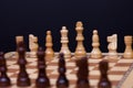 A game of chess, the beginning of a chess game two sides opposite each other. Royalty Free Stock Photo