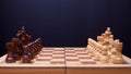 A game of chess, the beginning of a chess game two sides opposite each other. Royalty Free Stock Photo