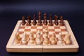 A game of chess, the beginning of a chess game two sides opposite each other. Royalty Free Stock Photo