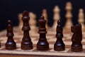 A game of chess, the beginning of a chess game two sides opposite each other. Royalty Free Stock Photo