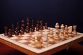 A game of chess, the beginning of a chess game two sides opposite each other. Royalty Free Stock Photo