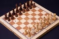 A game of chess, the beginning of a chess game two sides opposite each other. Royalty Free Stock Photo