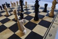 Game of chess, white king in trouble, horse in trouble, checkmate in one move