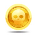 Game coin with skull, game interface, gold, vector, cartoon style, isolated