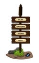 Game colorful menu interface on a wooden sign in the grass for mobile games and applications. Vector Royalty Free Stock Photo