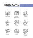 Game Components - modern vector line design icons set.