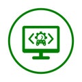 Game, computer, development icon. Green vector graphics Royalty Free Stock Photo