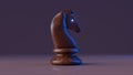 Game concept. Dark marble chess knight. 3d illustration