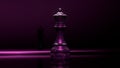 Game concept. Dark marble chess queen. Violet neon light. 3d illustration