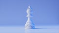 Game concept. White marble chess bishop on a blue background. 3d illustration