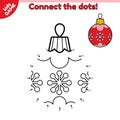 Game Connect the dots and draw Christmas tree ball Royalty Free Stock Photo