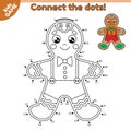 Game Connect the dots and draw gingerbread man Royalty Free Stock Photo