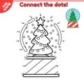 Game Connect the dots and draw snow glass ball Royalty Free Stock Photo