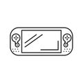 Game console portable black line icon. Electronic device. Gaming concept. Pictogram for web page, mobile app, promo. Editable