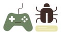 Game Controller and Bug Representation Highlighting Gaming Errors and Debugging Concept Royalty Free Stock Photo