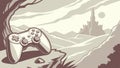 Game Controller in a Mysterious Mountain Landscape Vector Art, vector design Generative AI Royalty Free Stock Photo