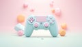 Game controller pastel colored background. pastel Joystick illustration. Gamepad for game console. 3D render copy space