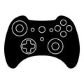 Game controller silhouette outlines gamepad x box, vector joystick gamepad games