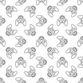 Game Controller vector Wireless Gamepad seamless pattern in outline style