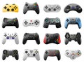 Game controller. Video game console, retro wireless joysticks and modern gamepad console, game gadgets vector
