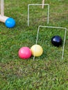 Game of croquet on green lawn Royalty Free Stock Photo