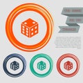 Game cube icon on the red, blue, green, orange buttons for your website and design with space text.