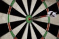 The Game of Darts. Dartboard. Dart in bullseye.