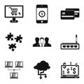 Game dependence icons set, simple style