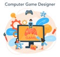Game designer concept. Creative process of a computer video game building Royalty Free Stock Photo
