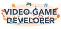 Game developer typographic header. Creative process of a computer video Royalty Free Stock Photo