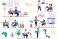 Game developer working isolated elements set. Bundle of men and women programmers write code, customize application, work in Royalty Free Stock Photo