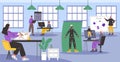 Game developers in office. Specialists create computer gaming characters and play script. Coworking space. Programmers Royalty Free Stock Photo