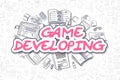 Game Developing - Doodle Magenta Word. Business Concept.