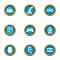 Game development icons set, flat style Royalty Free Stock Photo