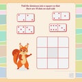 A game for the development of logic and thinking. Fold the dominoes into a square so that there are 10 dots on each side