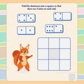 A game for the development of logic and thinking. Fold the dominoes into a square so that there are 8 dots on each side