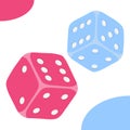 Game dice in flight. Casino dice, icon, isolated on white, 3d object, red. Casino gambling Royalty Free Stock Photo