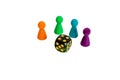 Game dice  isolated on white coloroful figure of people board game Royalty Free Stock Photo