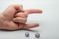 Game dice on which a combination of two sixes fell on a white background Royalty Free Stock Photo