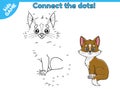 Game dot to dot cartoon cute cat Royalty Free Stock Photo