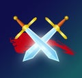 Game element with crossed magic swords Royalty Free Stock Photo