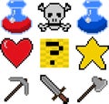 Game element pixel art set