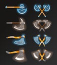 Game element set with crossed axes Royalty Free Stock Photo