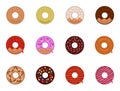 Donuts Icon Set With A Variety Of Flavors