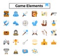 Game elements flat design icon set. Royalty Free Stock Photo