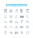 Game entertainment vector line icons set. Gaming, Entertainment, Computer, Video, Console, Online, Adventure