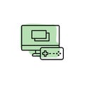 Game, files, computer, game controller with color shadow vector icon in esport set Royalty Free Stock Photo