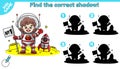 game Find the correct shadow with astronaut girl Royalty Free Stock Photo