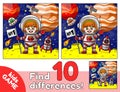 Game Find differences with astronaut girl on Moon Royalty Free Stock Photo